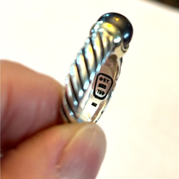 David Yurman black pearl ring, Sterling and 18kt gold - Picture 6 of 6